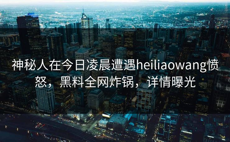 神秘人在今日凌晨遭遇heiliaowang愤怒，黑料全网炸锅，详情曝光